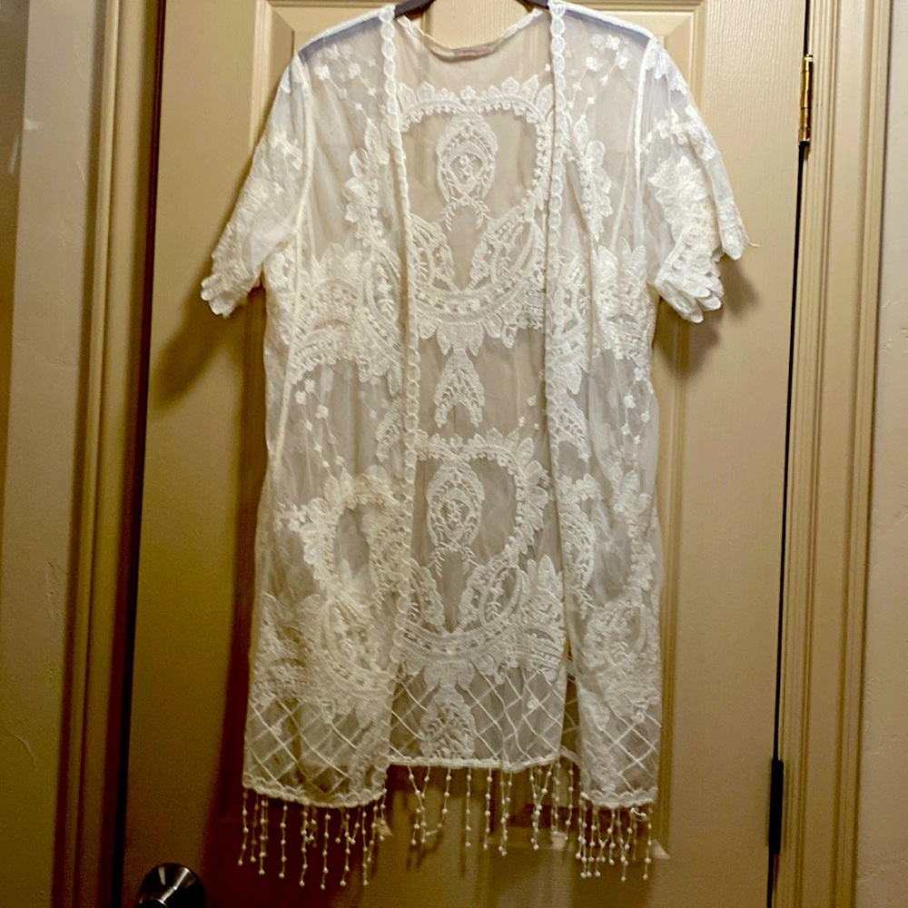 Lacey cover-up cream Xhilaration Medium swimsuit or used as a Lacey top